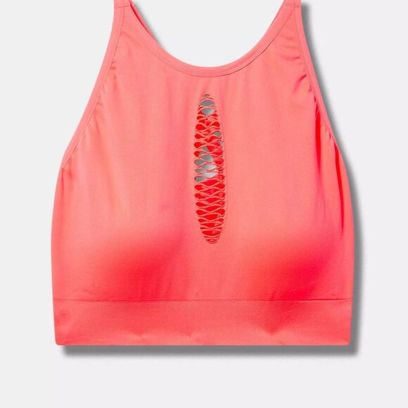 Torrid Bralette 00X Medium-Neon Bra High Neck XO Strappy Cleavage Adjustable New - Picture 3 of 3